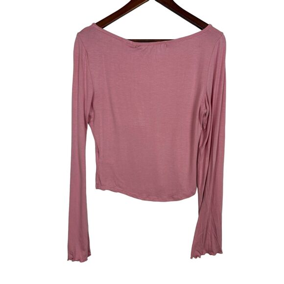 NWT Urban Outfitters Tie Me Up Silence Noise Pink V-Neck Cropped Top Women's XL - Picture 4 of 10